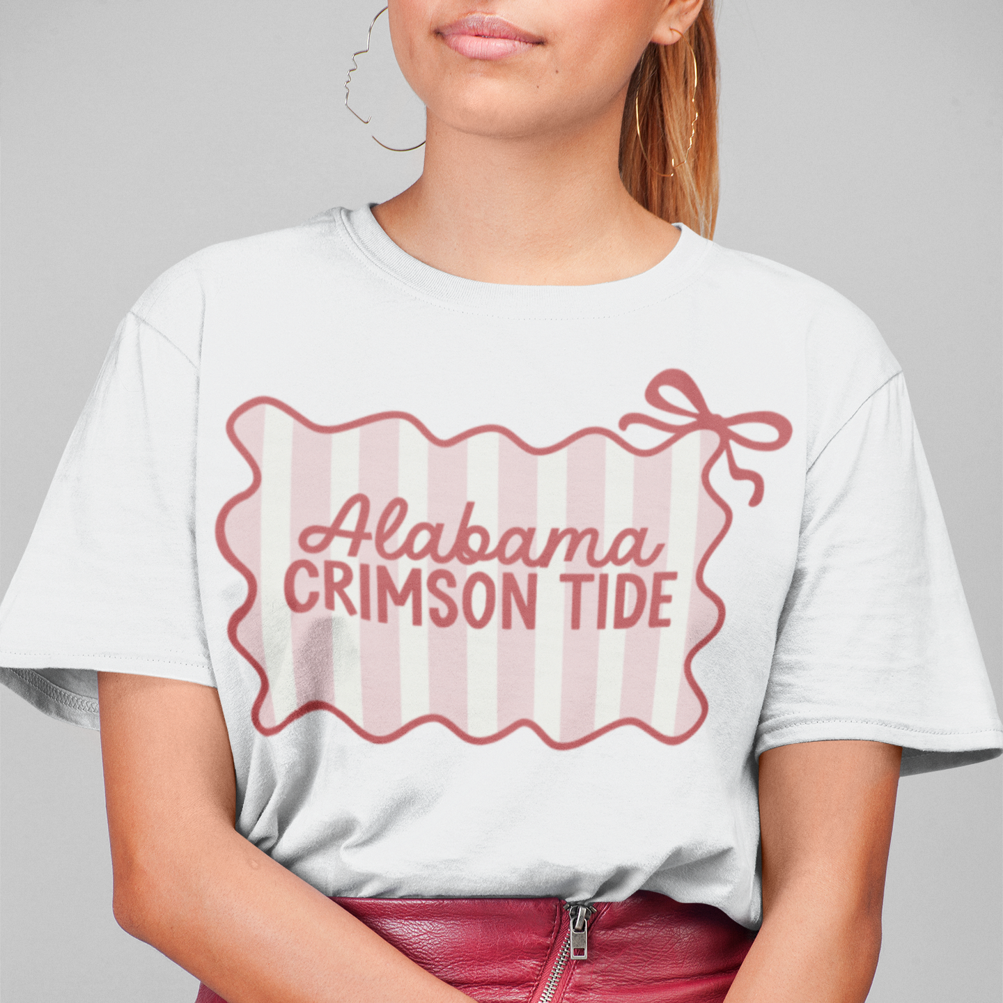 Alabama Crimson Tide Striped Coquette Bow T-Shirt Design SVG PNG