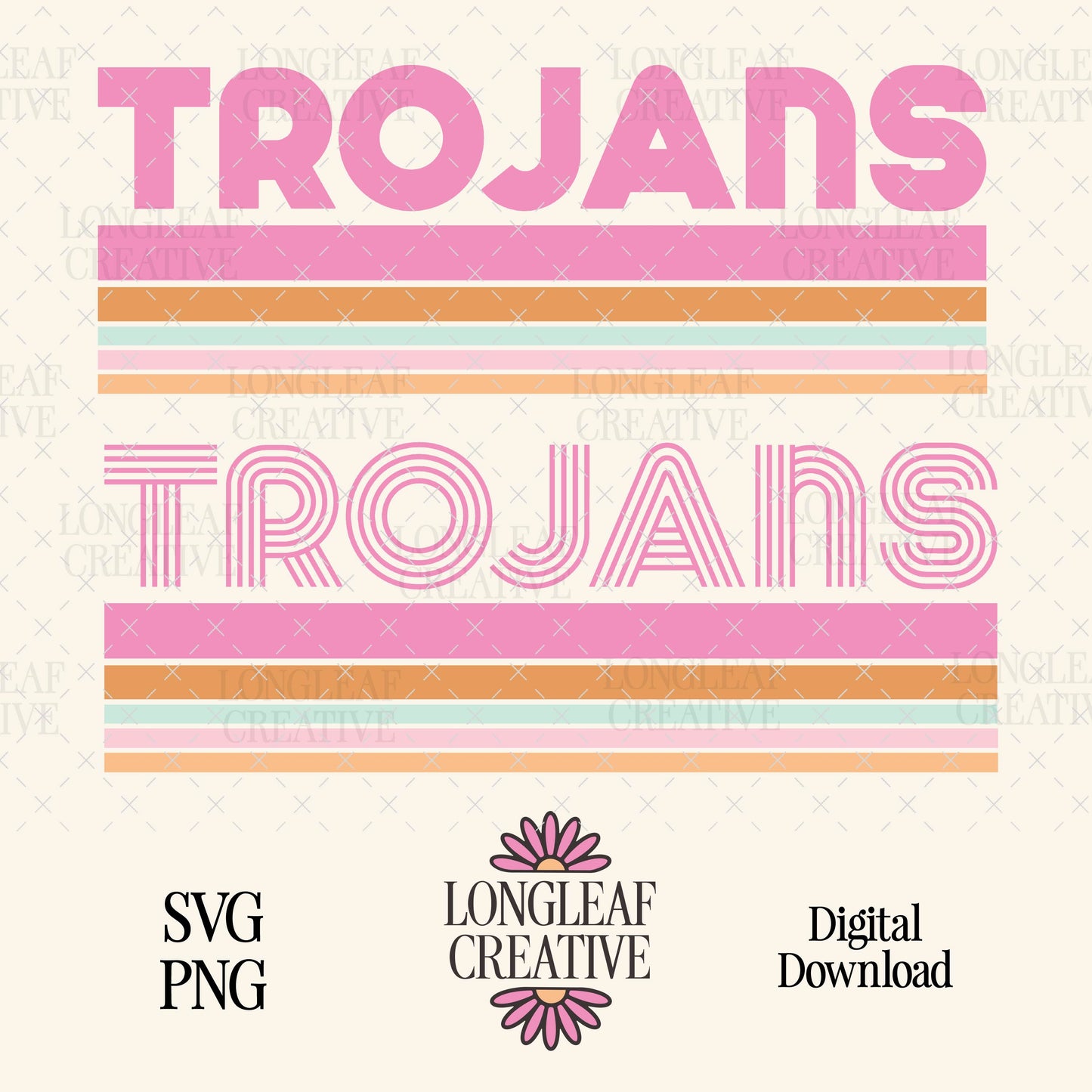 Trojans Retro Line Mascot SVG Digital Download Design File