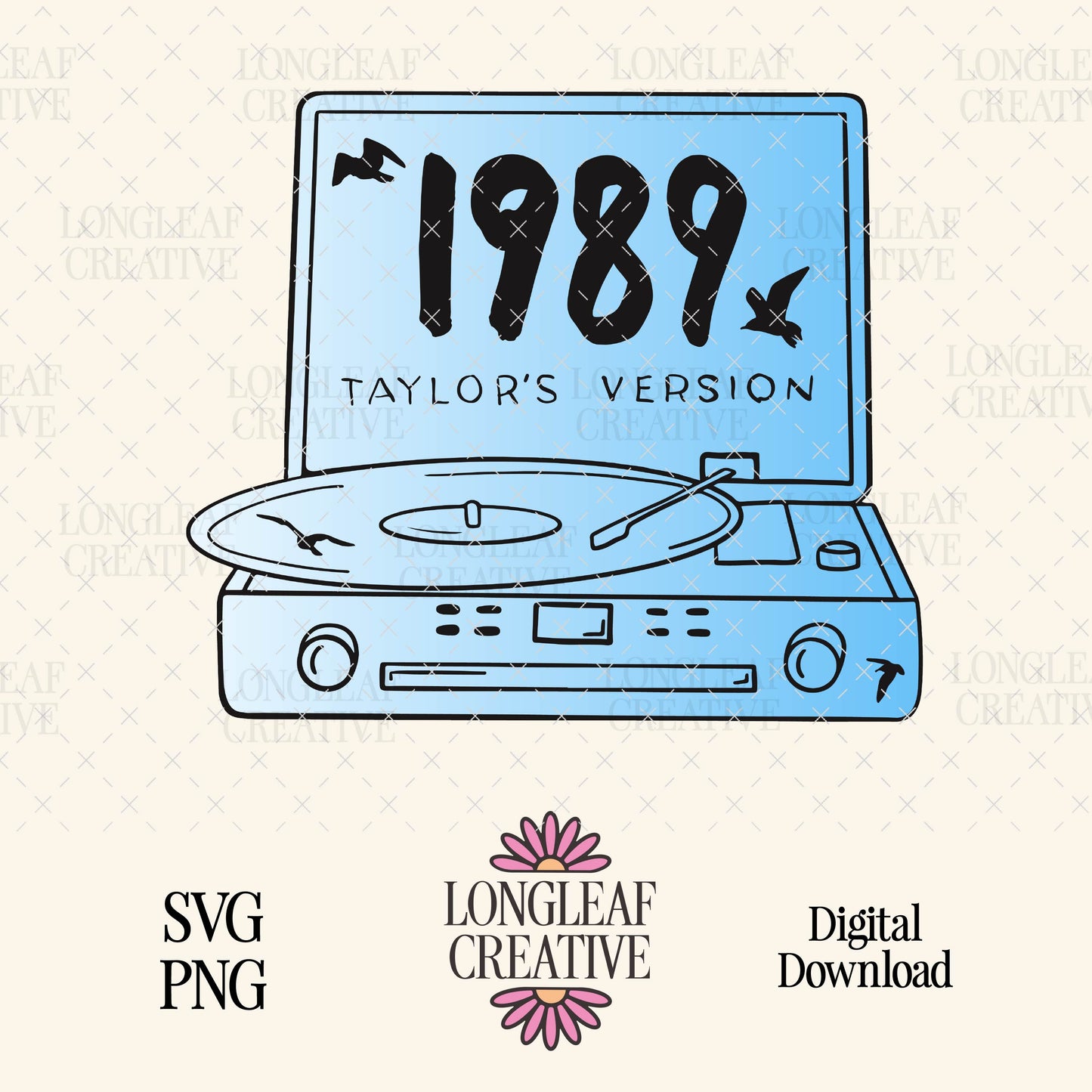 1989 Taylor's Version Record Player SVG Digital Download Design File