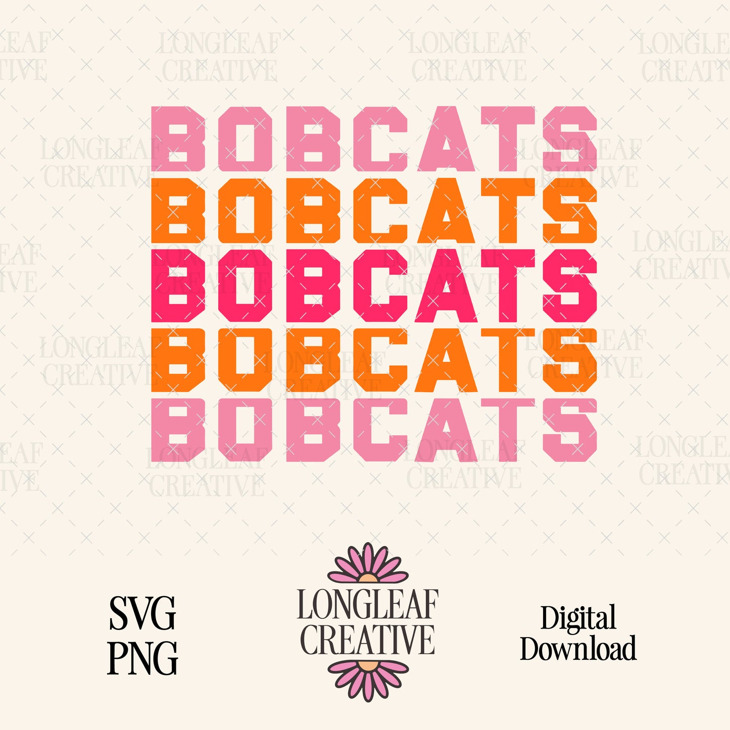 Bobcats Block Letter Mascot SVG Digital Download Design File