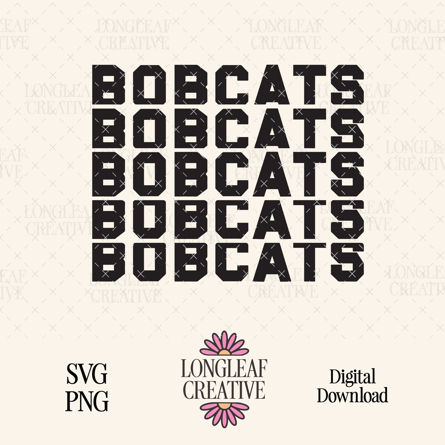 Bobcats Block Letter Mascot SVG Digital Download Design File
