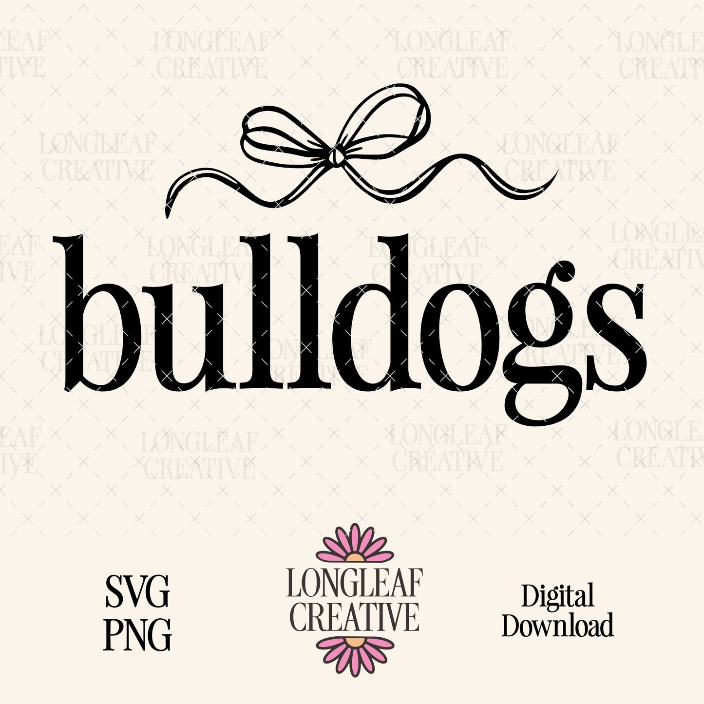Bulldogs Bow Mascot SVG Digital Download Design File