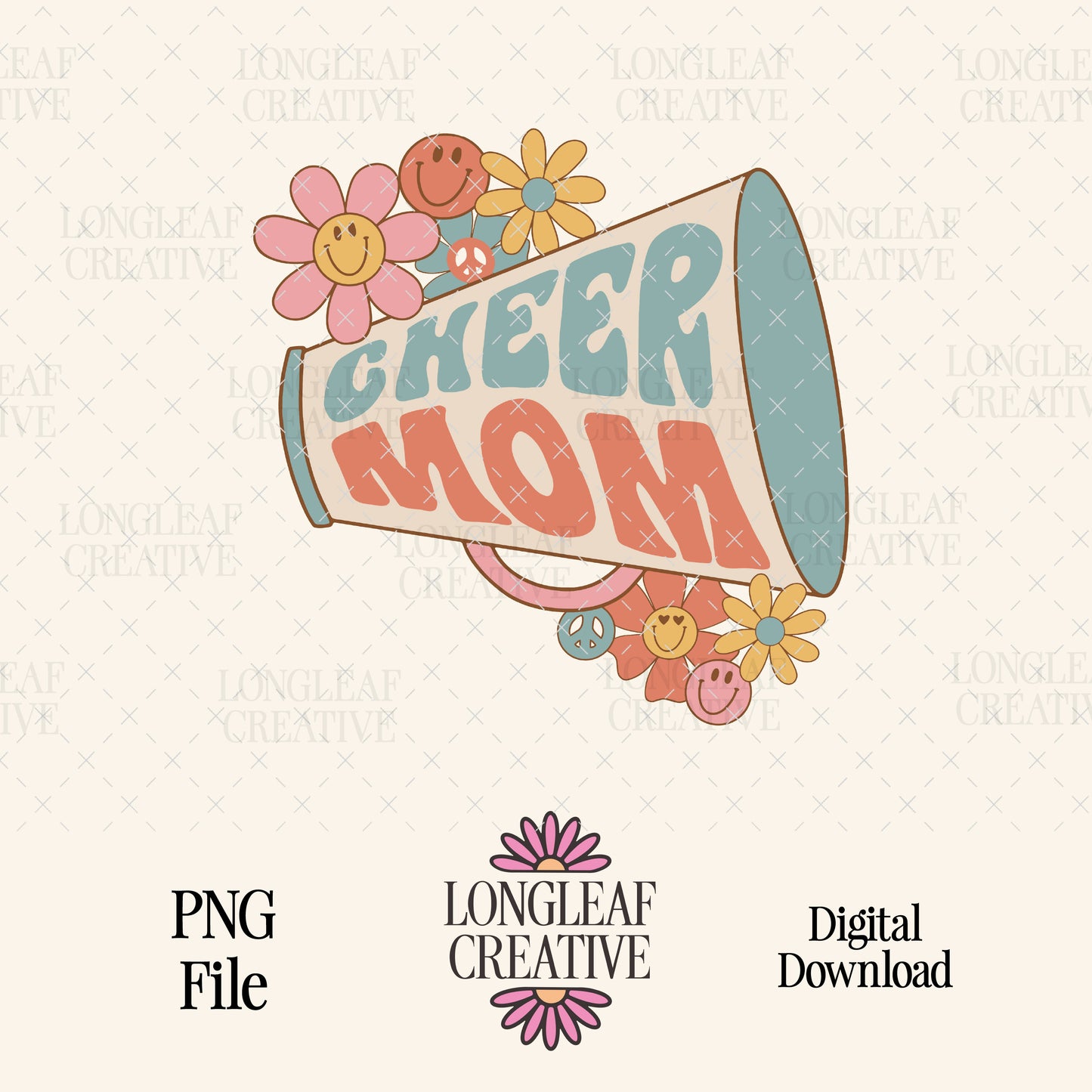 Cheer Mom Groovy PNG Digital Download Design File