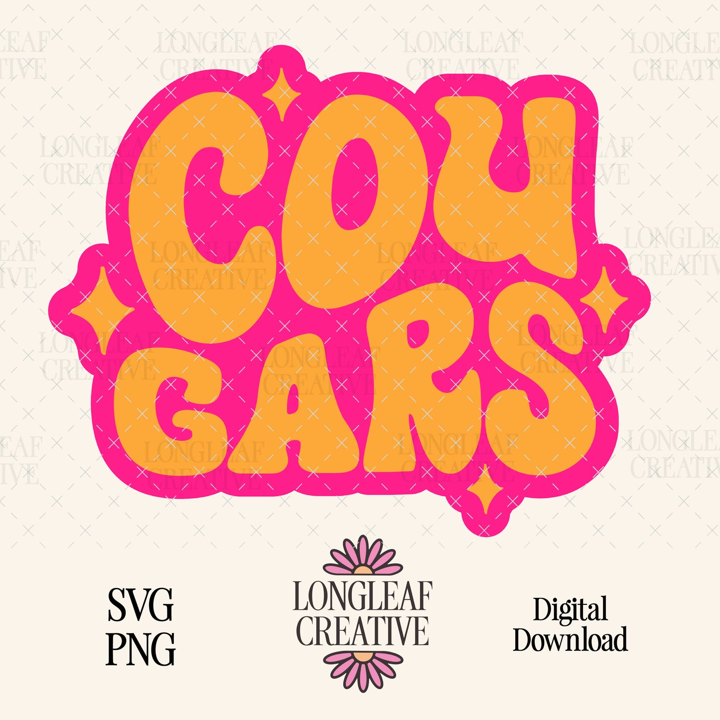 Cougars Retro Stars SVG Digital Download Design File