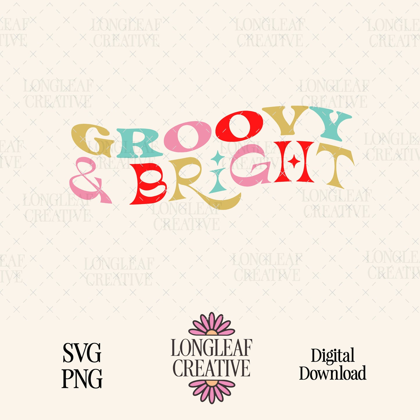 Groovy and Bright Retro Holiday Christmas SVG Digital Download Design File