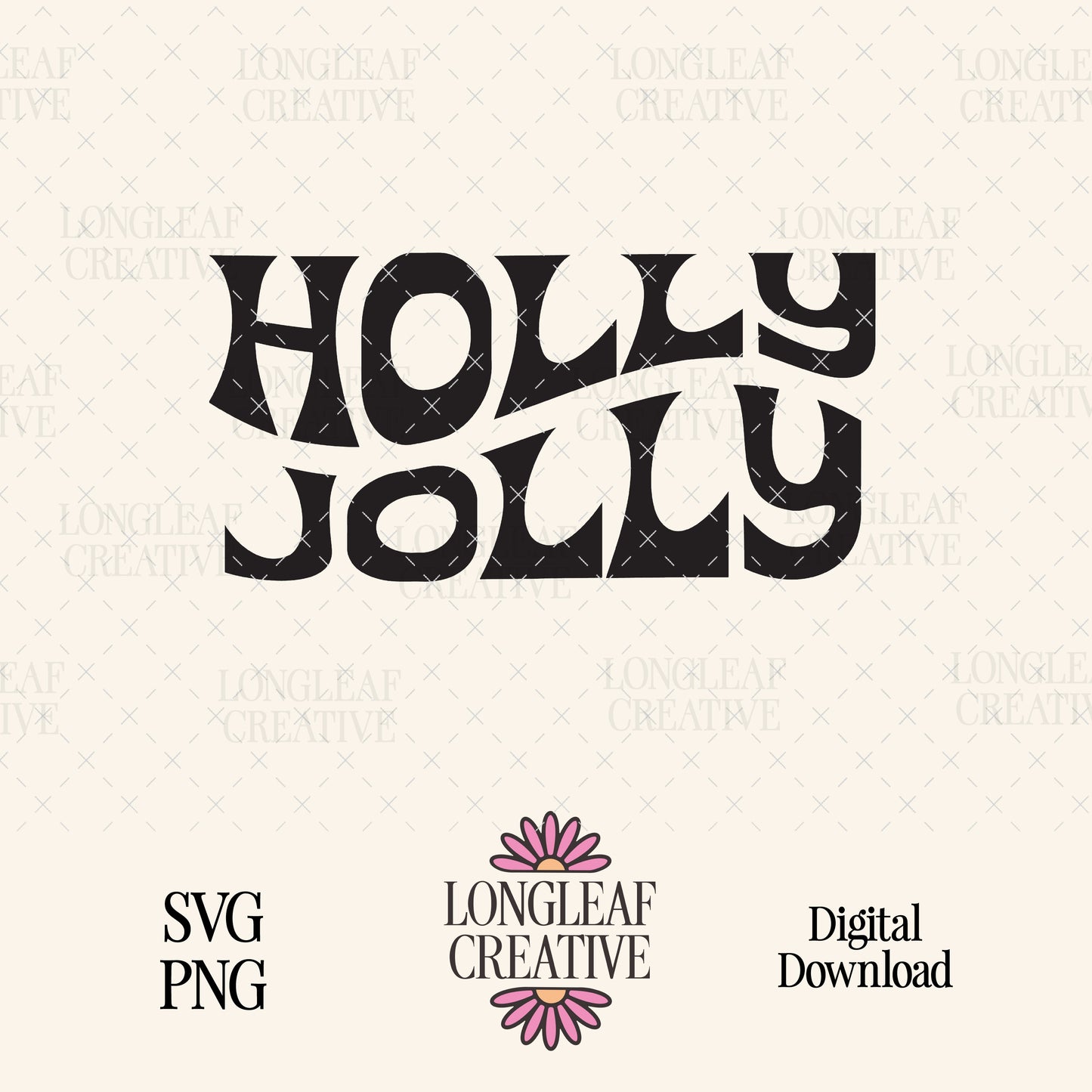 Holly Jolly Retro Holiday Christmas SVG Digital Download Design File