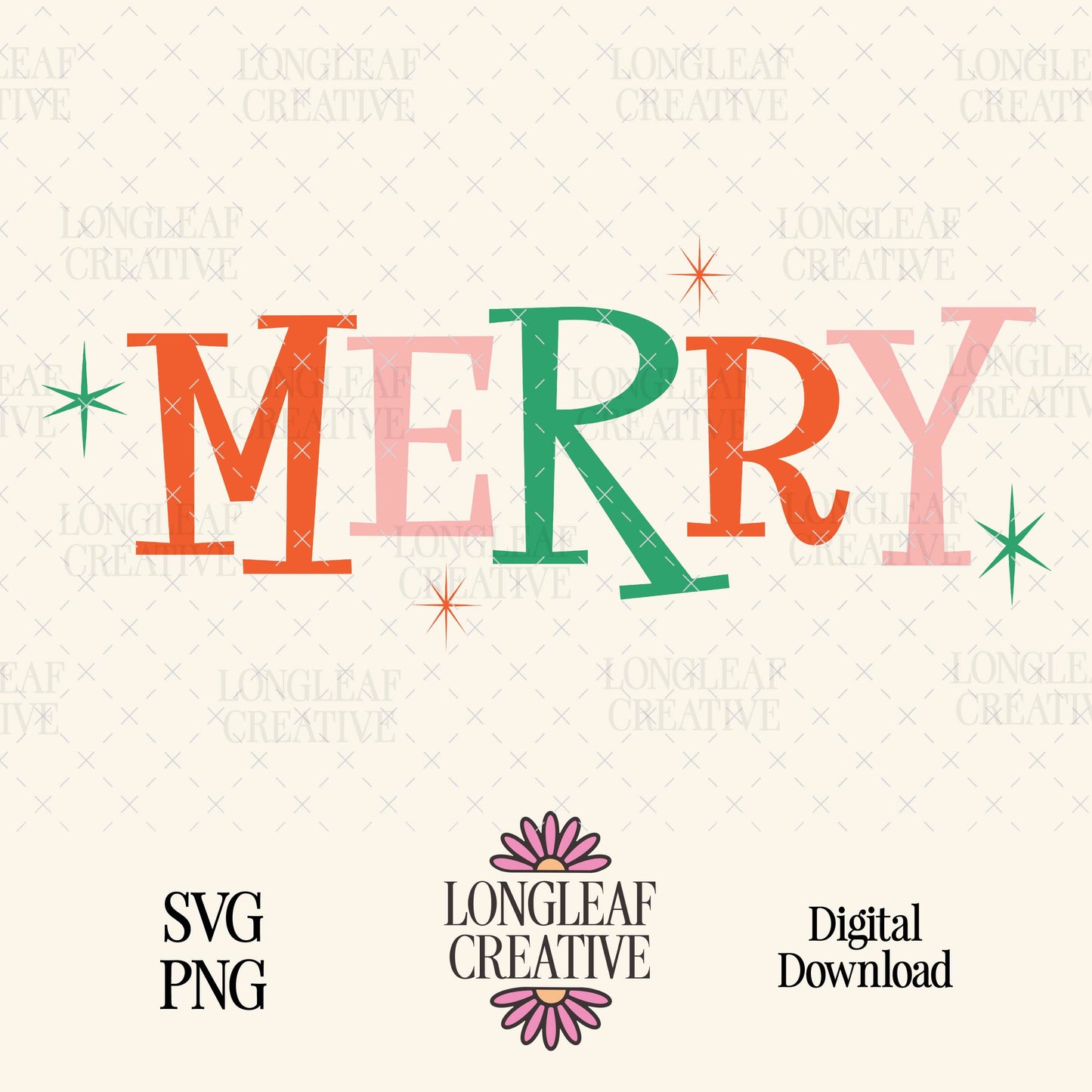 Merry Retro Holiday Christmas SVG Digital Download Design File