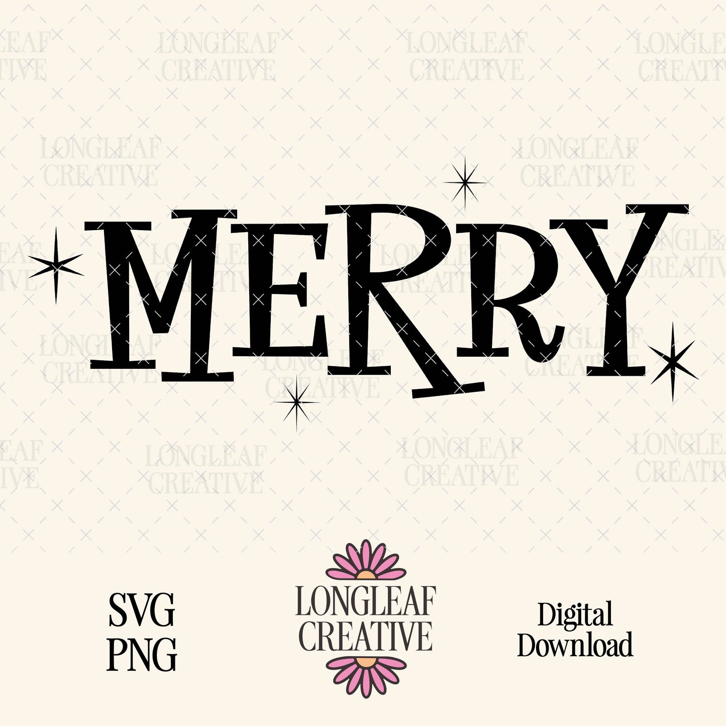Merry Retro Holiday Christmas SVG Digital Download Design File
