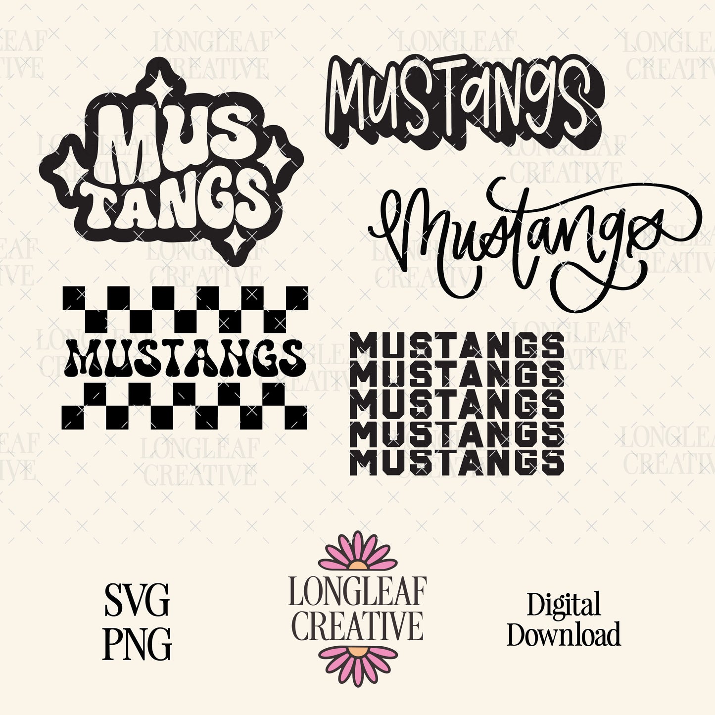 Mustangs Mascot SVG Bundle