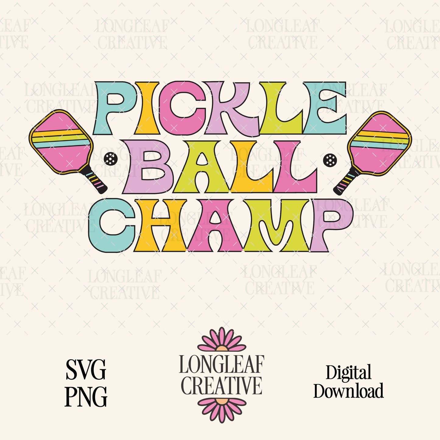Pickleball Champ SVG Digital Download Design File