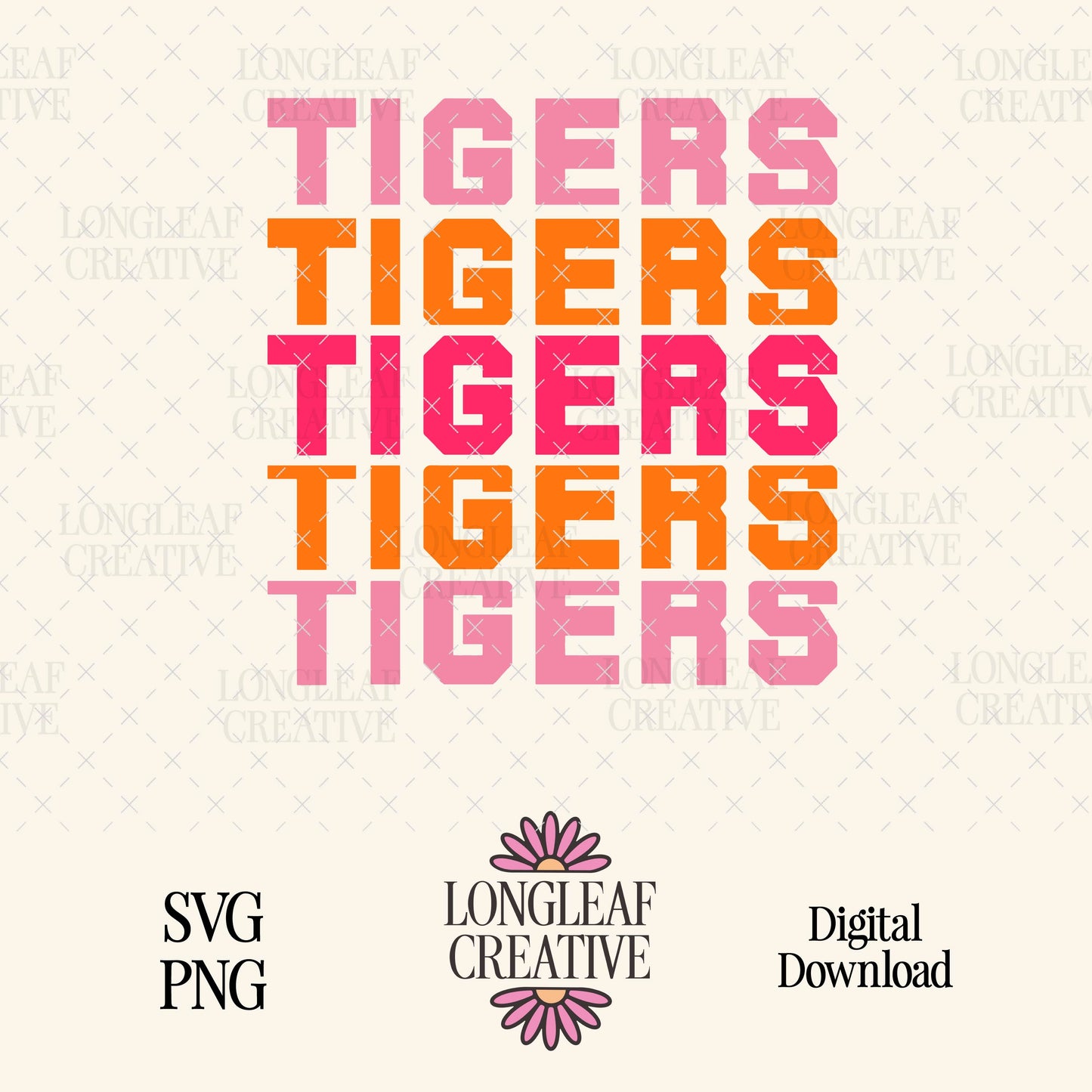 Tigers Block Letter Mascot SVG Digital Download Design File