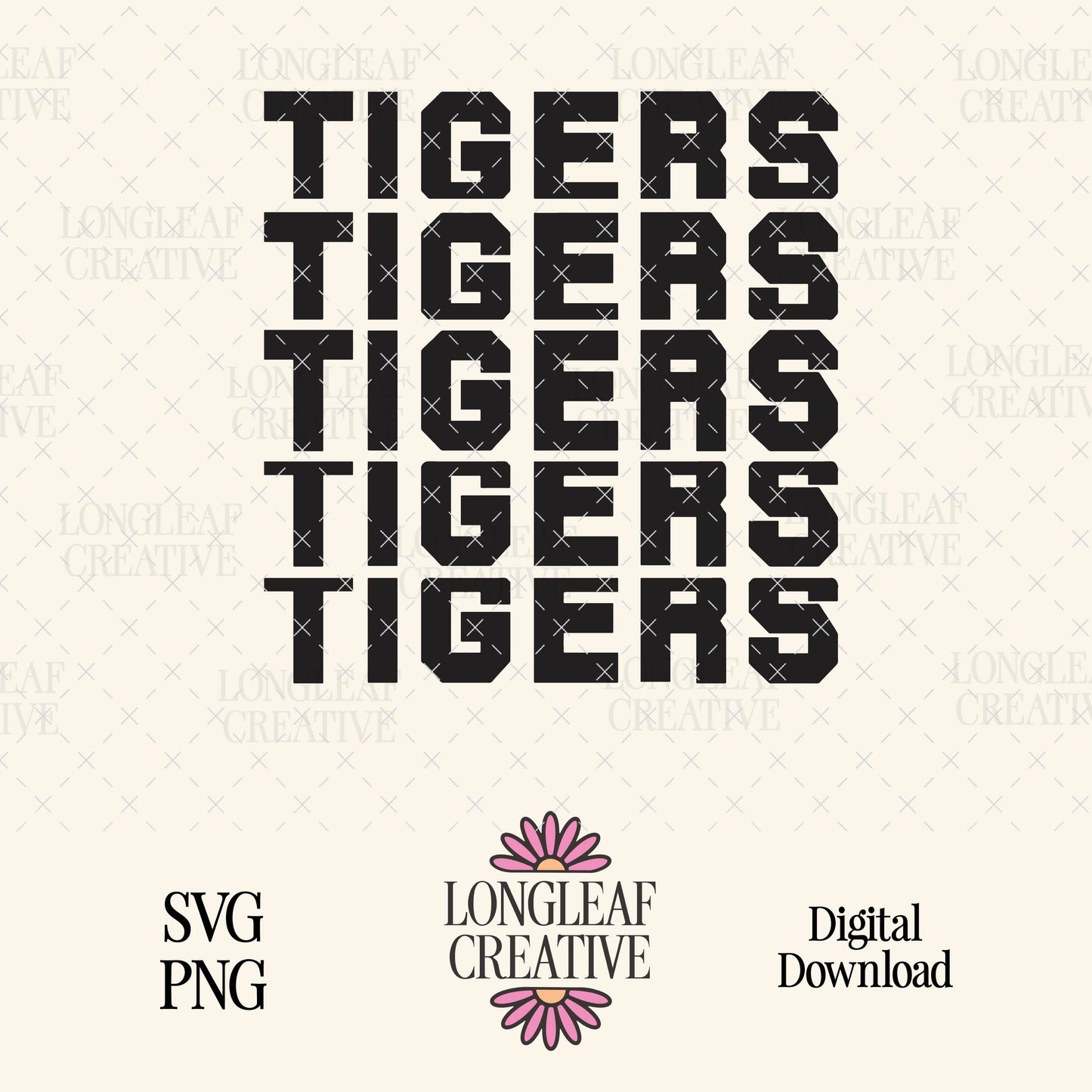 Tigers Block Letter Mascot SVG Digital Download Design File