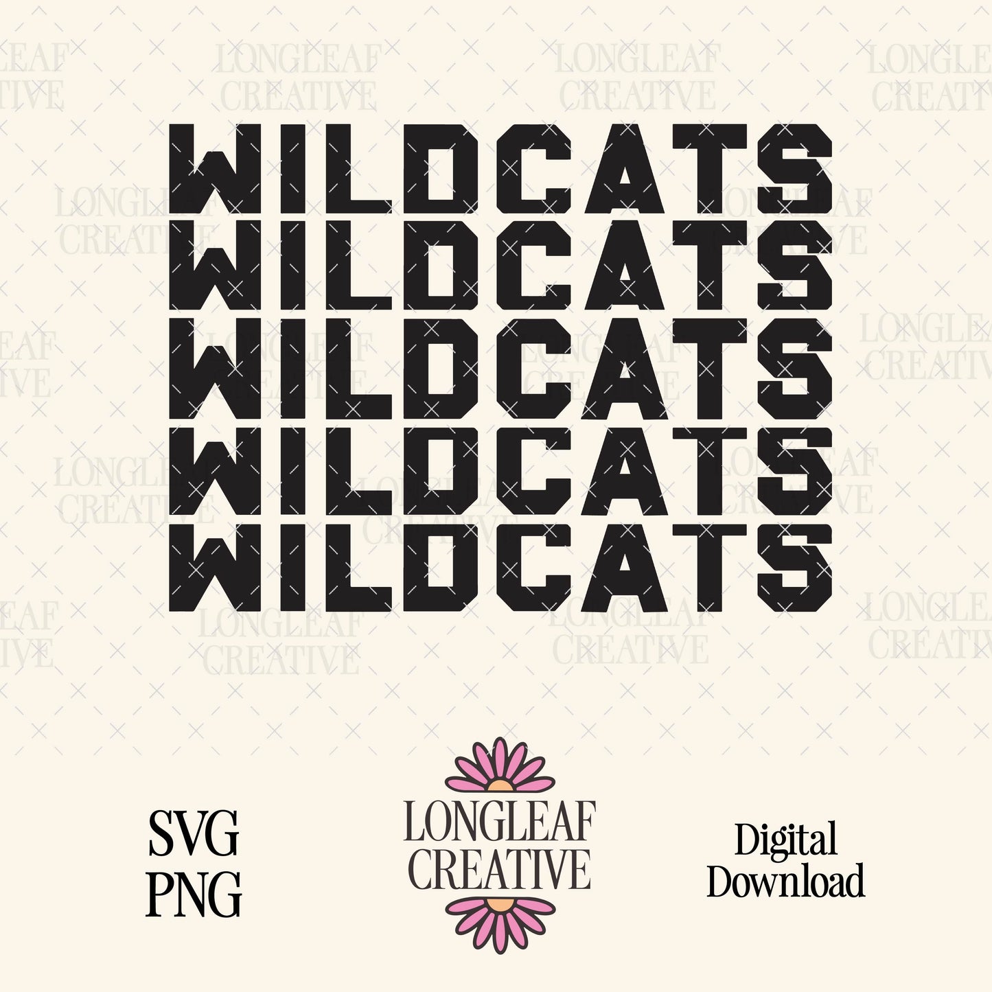 Wildcats Block Letter Mascot SVG Digital Download Design File