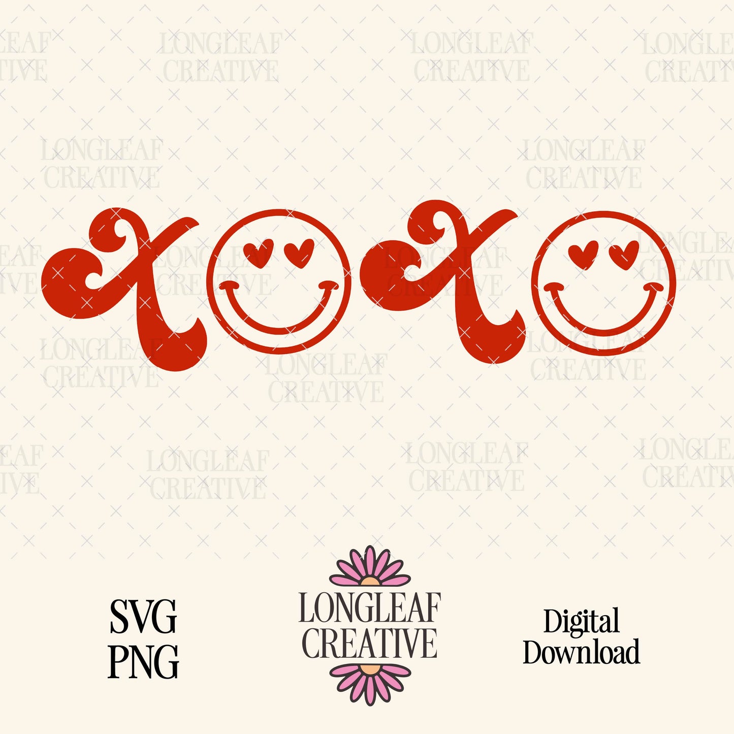 XOXO Happy Face Digital Download Design File