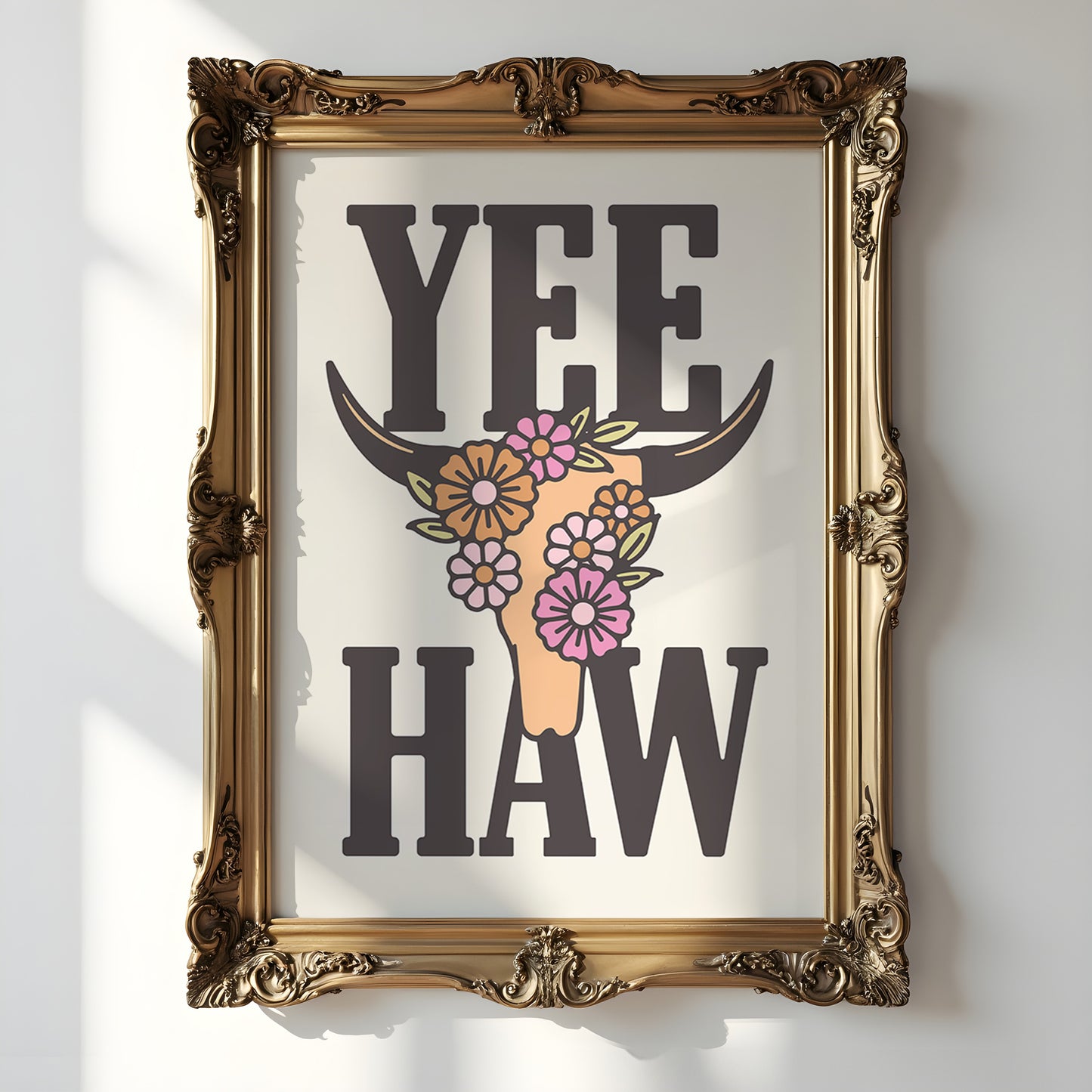 YeeHaw Steer Western Digital Art Print Download