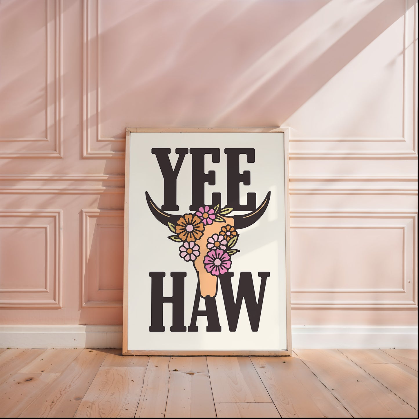 YeeHaw Steer Western Digital Art Print Download