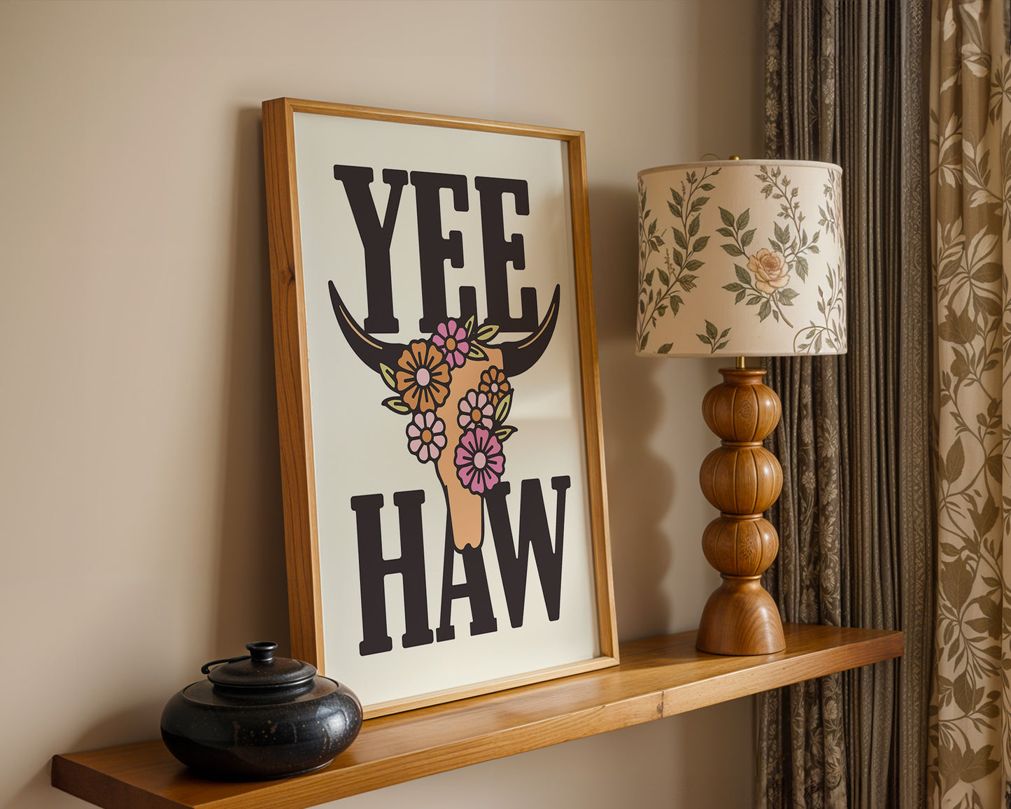 YeeHaw Steer Western Digital Art Print Download