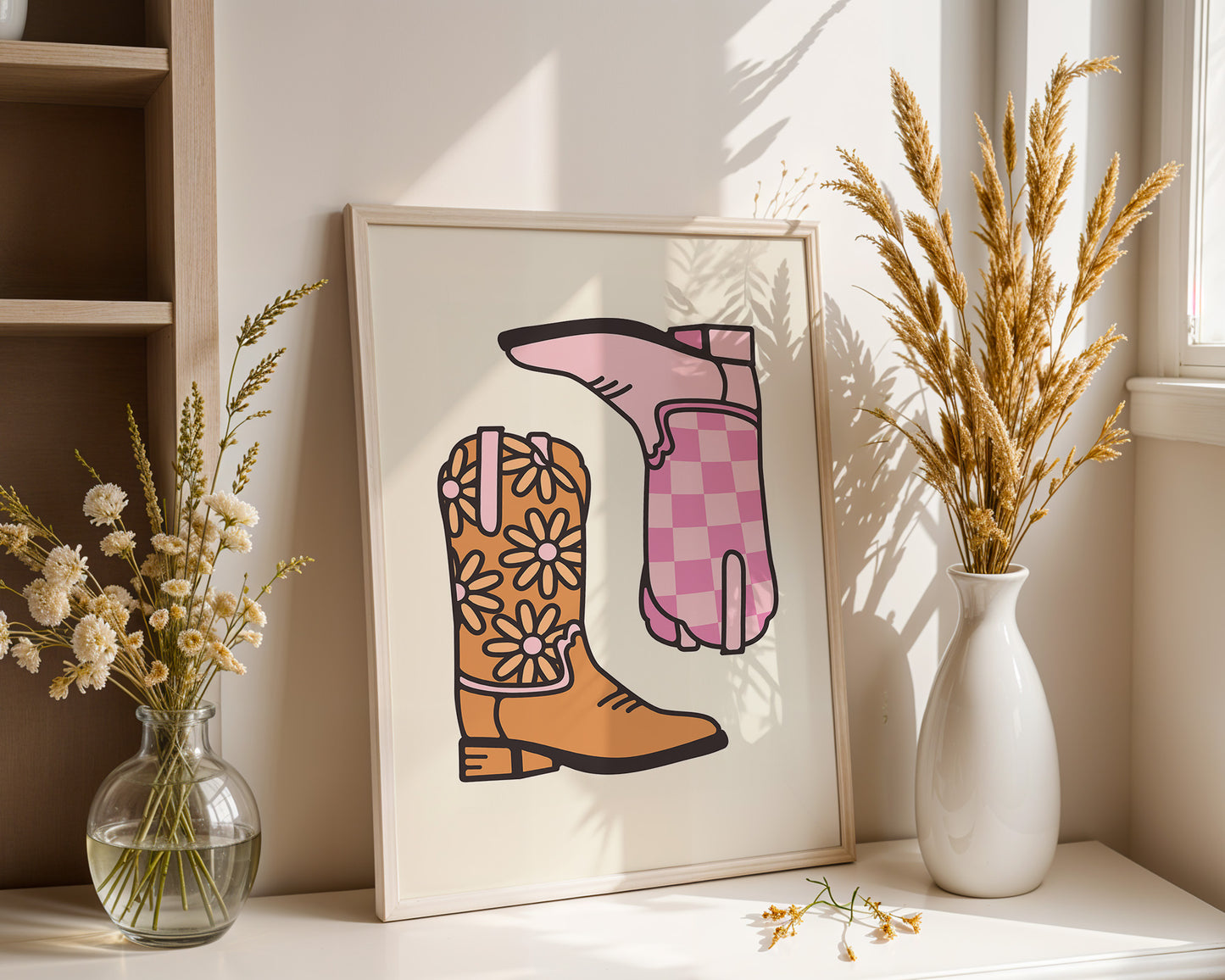 Set of 5 Country Western Pink and Orange Art Prints 3 Digital Art Print Download
