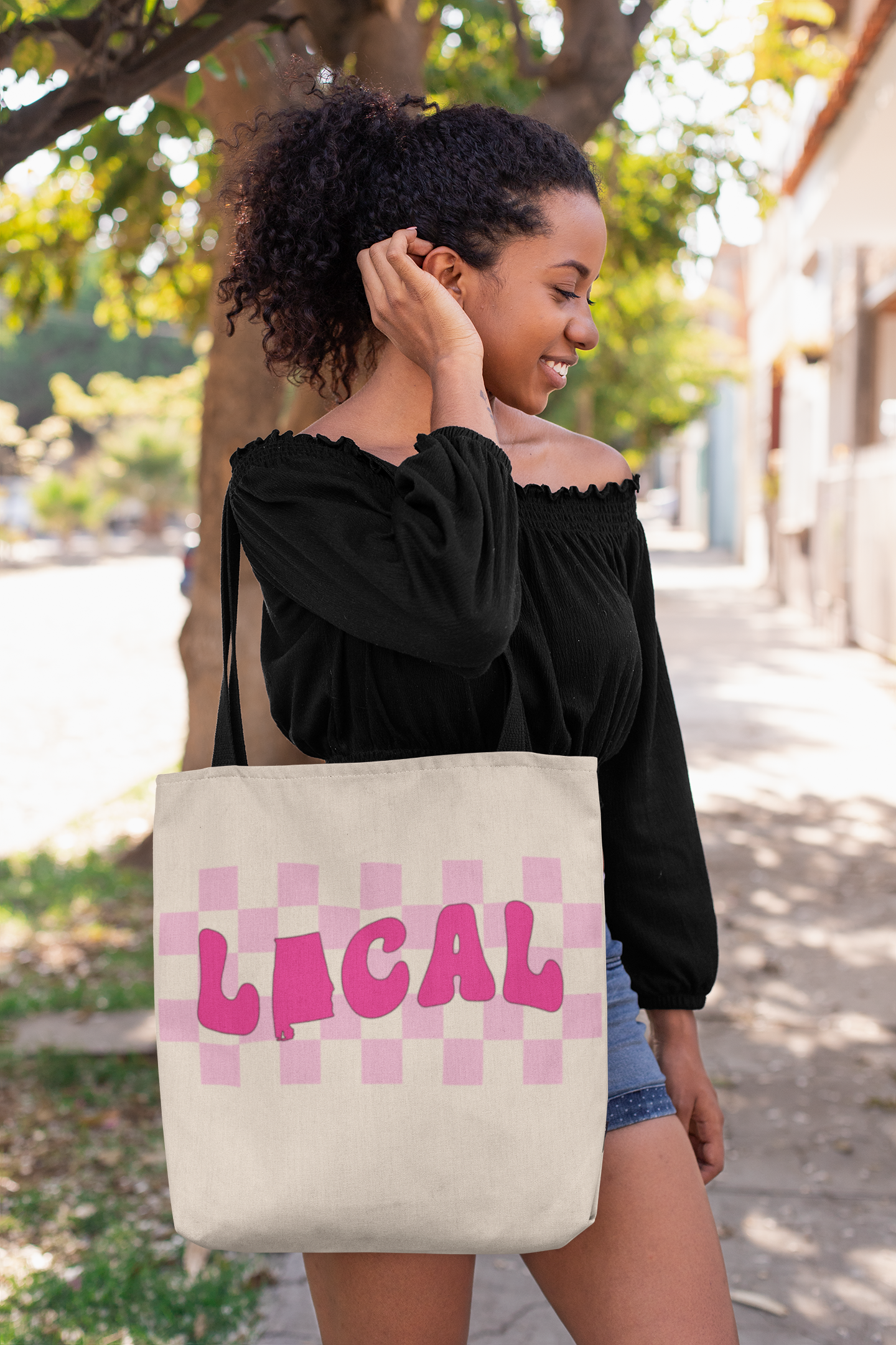 Local Alabama Tote Bag Checker Retro Design SVG DTF