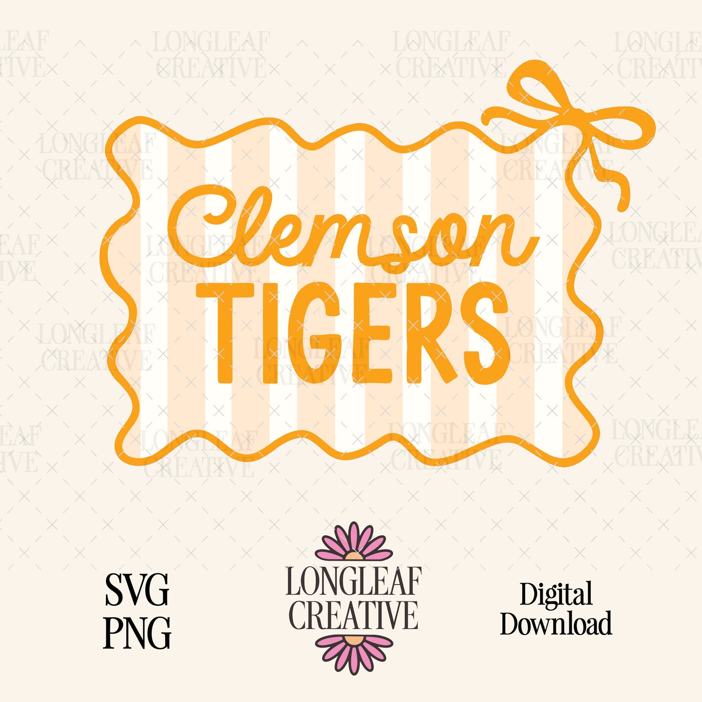 Clemson Tigers Striped SVG Digital Download Design File