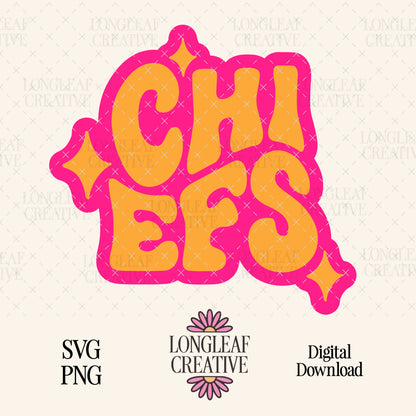 Chiefs Mascot Retro Stars SVG Digital Download Design File