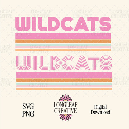 Wildcats Retro Line Mascot SVG Digital Download Design File