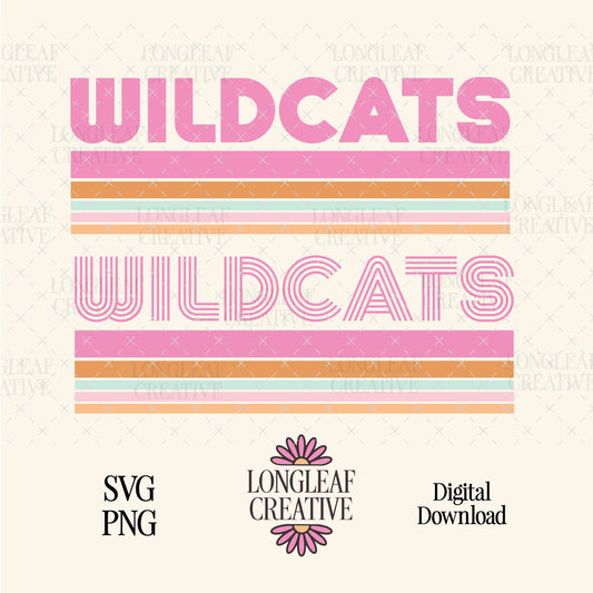 Wildcats Retro Line Mascot SVG Digital Download Design File