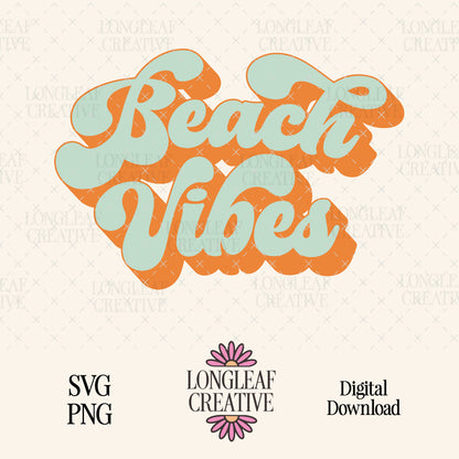 Beach Vibes Retro SVG Digital Download Design File