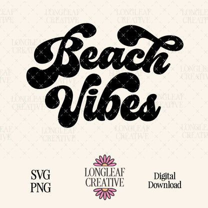 Beach Vibes Retro SVG Digital Download Design File