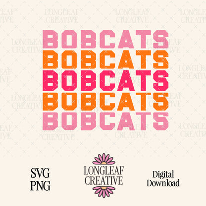 Bobcats Block Letter Mascot SVG Digital Download Design File