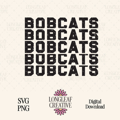 Bobcats Block Letter Mascot SVG Digital Download Design File
