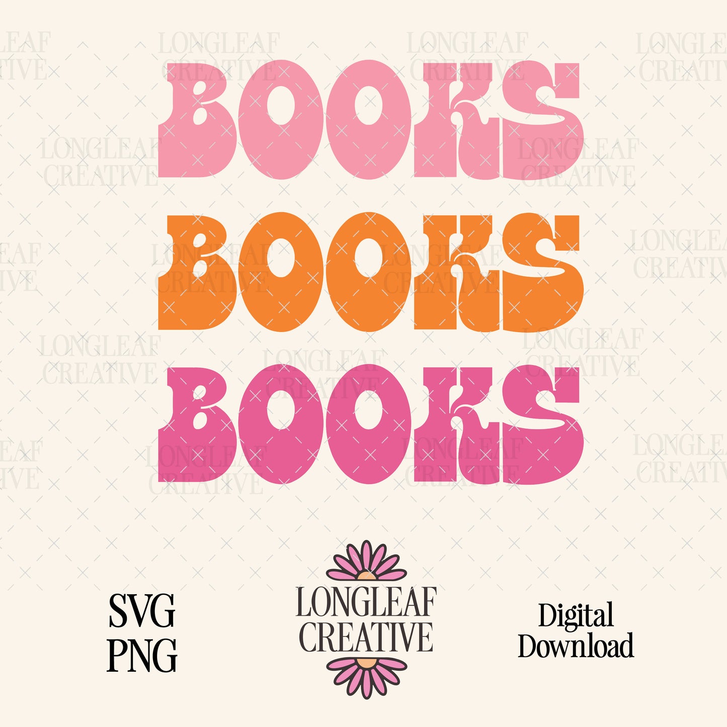 Books Books Books SVG Digital Download Design File