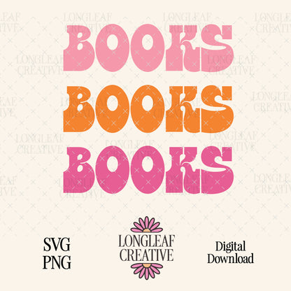 Books Books Books SVG Digital Download Design File