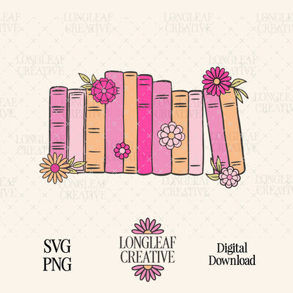 Bookshelf Row SVG Digital Download Design File