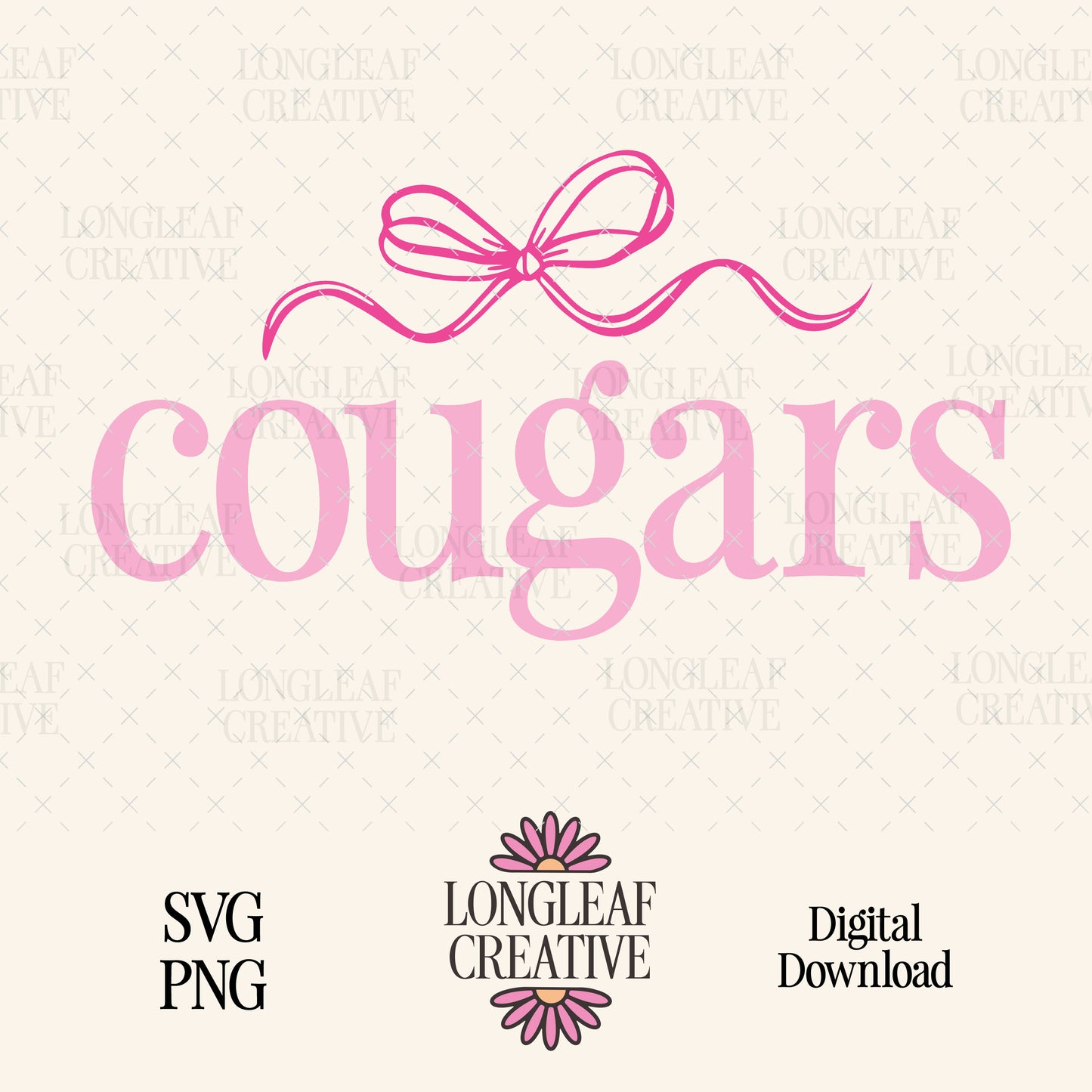 Cougars Bow Mascot SVG Digital Download Design File