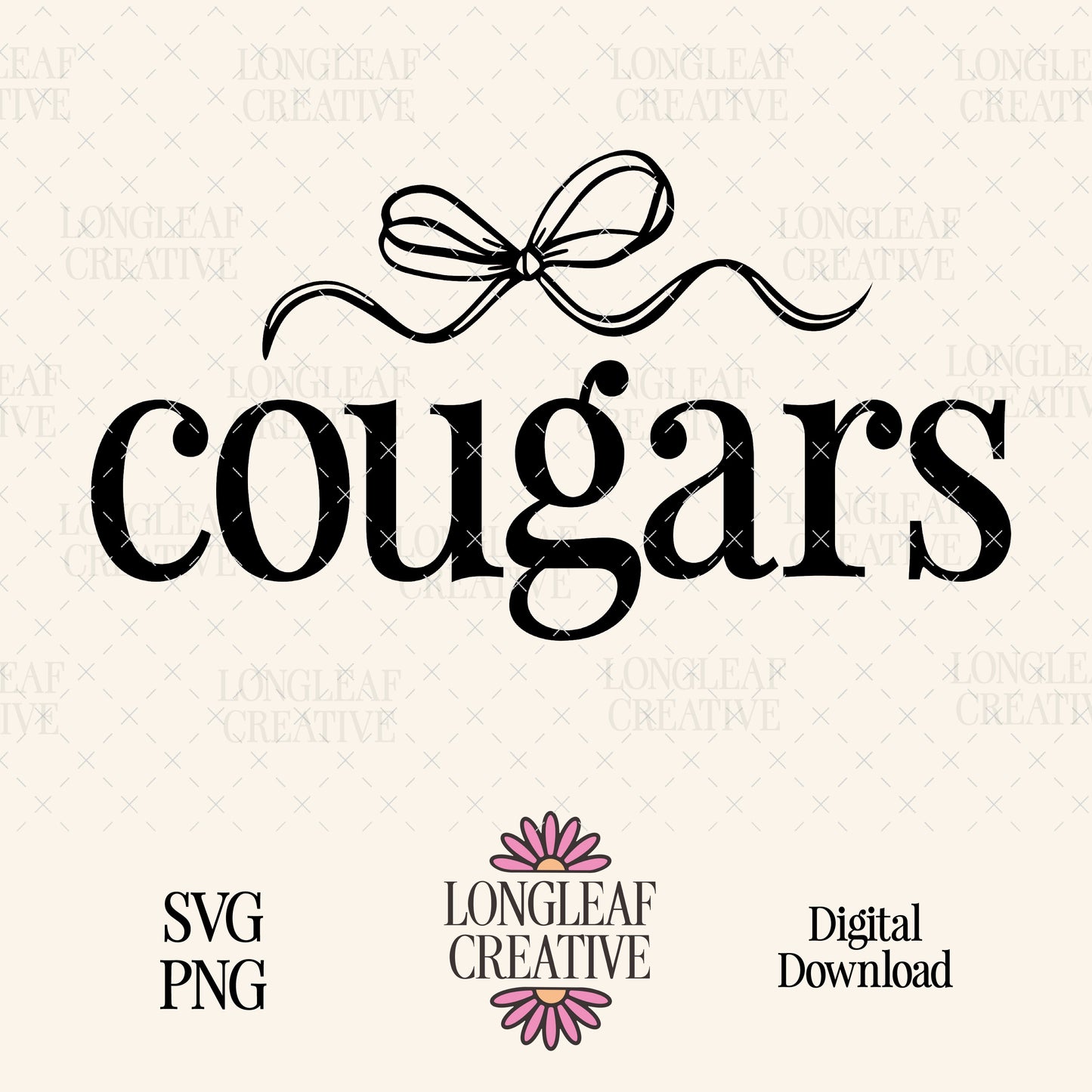 Cougars Bow Mascot SVG Digital Download Design File