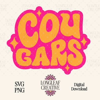 Cougars Retro Stars SVG Digital Download Design File