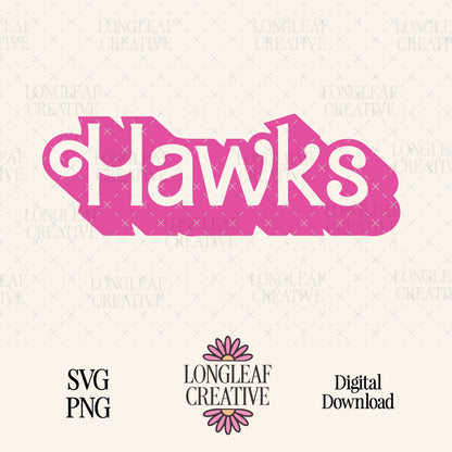 Hawks Mascot Barbie SVG Digital Download Design File