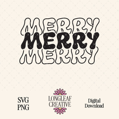 Merry Merry Merry Holiday Christmas SVG Digital Download Design File