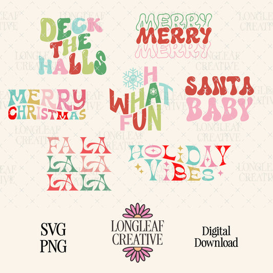 Retro Holiday SVG Bundle No. 1 Christmas SVG Digital Download Design File