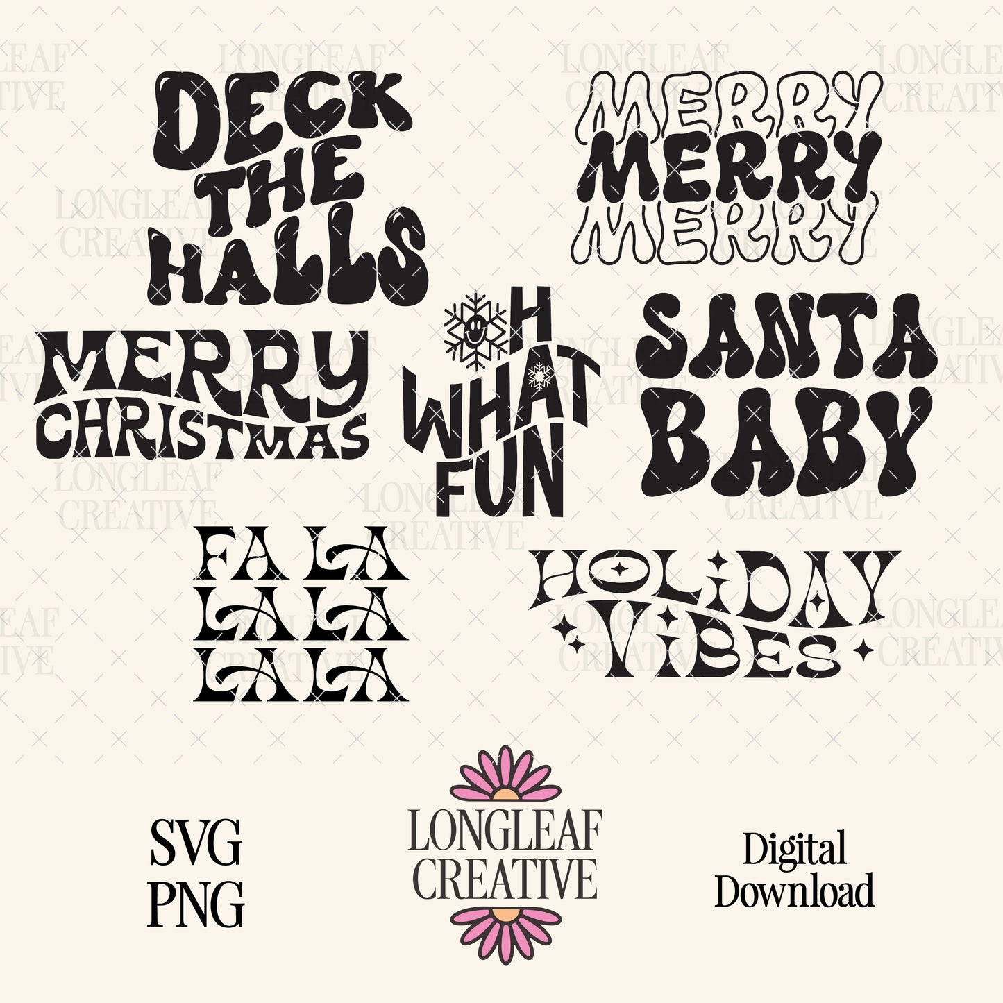 Retro Holiday SVG Bundle No. 1 Christmas SVG Digital Download Design File