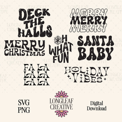Retro Holiday SVG Bundle No. 1 Christmas SVG Digital Download Design File