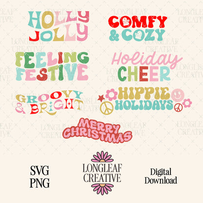 Retro Holiday SVG Bundle No. 2 Christmas SVG Digital Download Design File