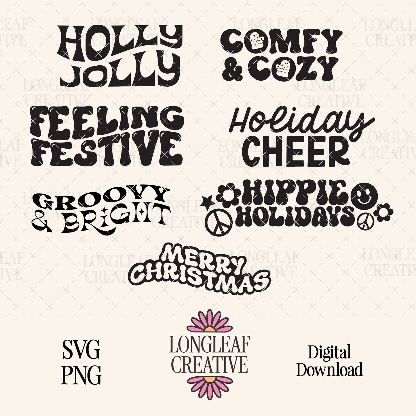 Retro Holiday SVG Bundle No. 2 Christmas SVG Digital Download Design File