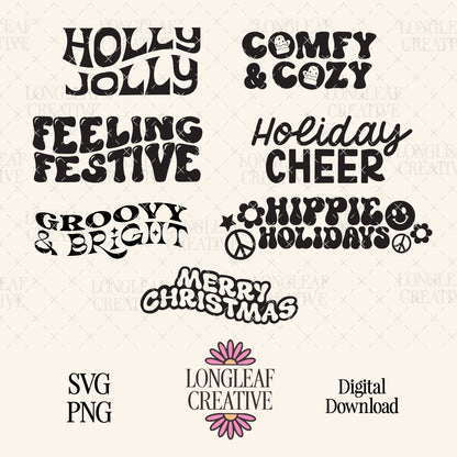 Retro Holiday SVG Bundle No. 2 Christmas SVG Digital Download Design File