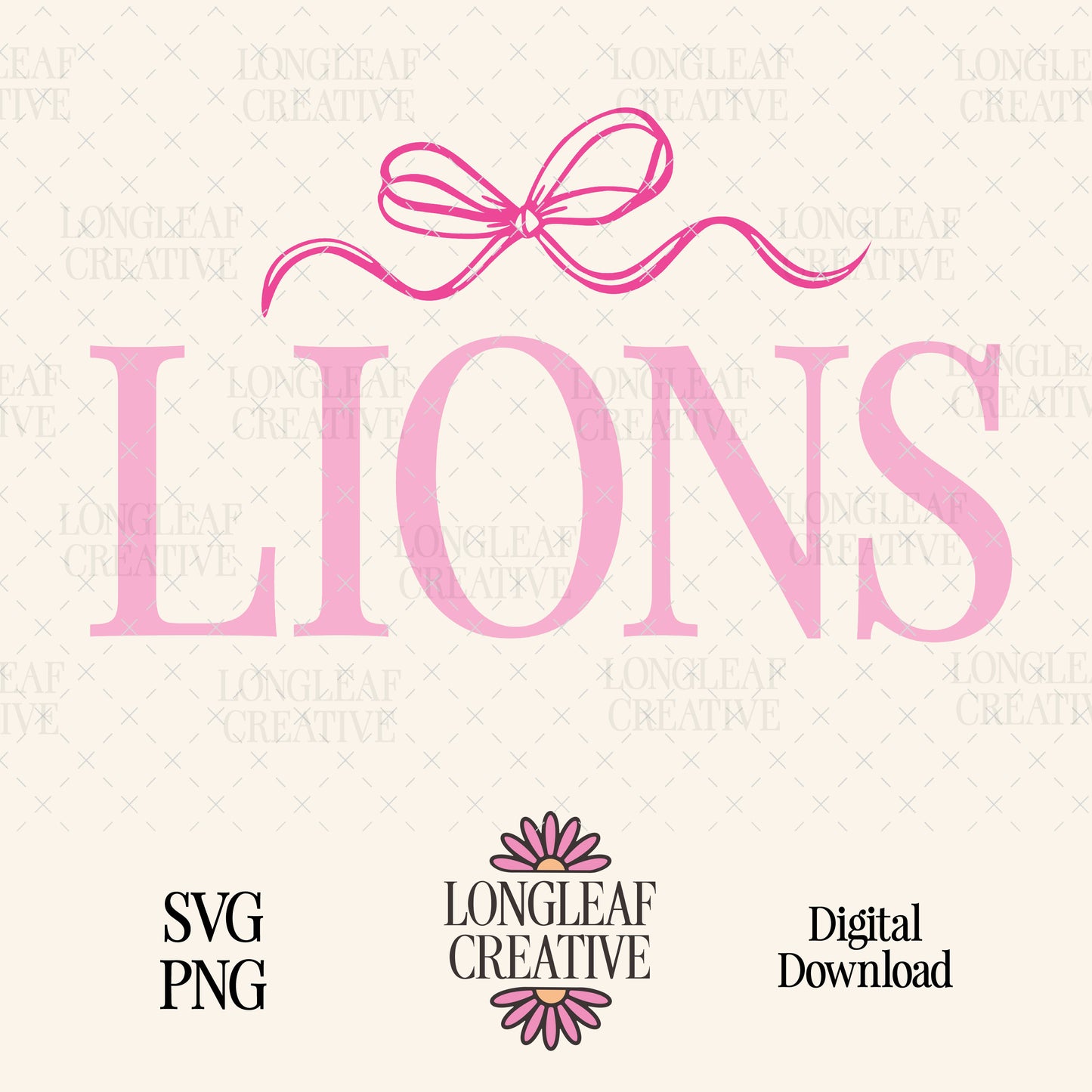 Lions Bow Mascot SVG Digital Download Design File