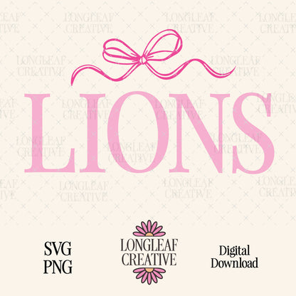 Lions Bow Mascot SVG Digital Download Design File