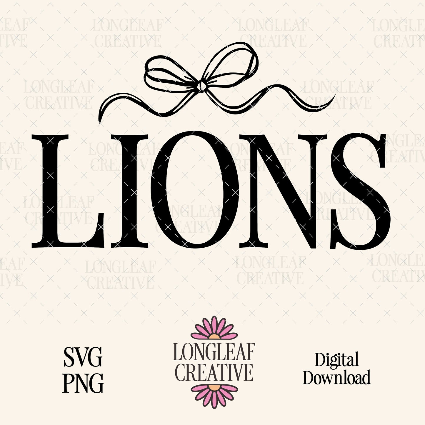 Lions Bow Mascot SVG Digital Download Design File