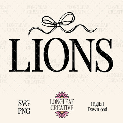 Lions Bow Mascot SVG Digital Download Design File