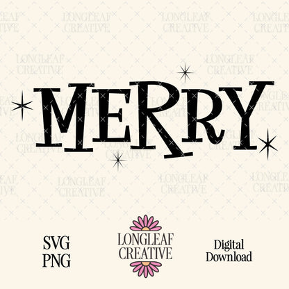 Merry Retro Holiday Christmas SVG Digital Download Design File